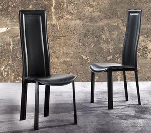 WHITE LABEL - lot de 2 chaises bond en simili cuir noir - Chaise