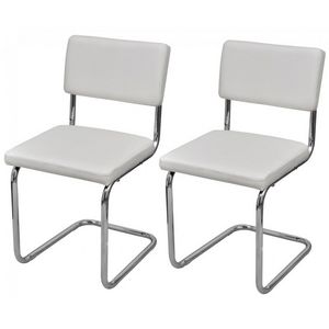 WHITE LABEL - 2 chaises de salle a manger blanches - Chaise