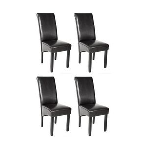 WHITE LABEL - 4 chaises de salle à manger noir - Chaise