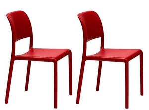 WHITE LABEL - lot de 2 chaises river empilables design rouge - Chaise