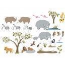DECOLOOPIO - stickers déco enfants : frise savane version rhino - Sticker Décor Adhésif Enfant
