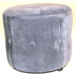 International Design - pouf velours rond chesterfield - couleur - gris - Pouf