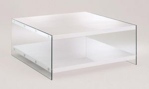 WHITE LABEL - table basse jennifer en verre. - Table Basse Carrée