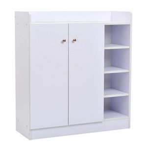 WHITE LABEL - meuble armoire à chaussure bois tiroirs blanc - Meuble À Chaussures