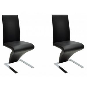 WHITE LABEL - 2 chaises de salle a manger noires - Chaise