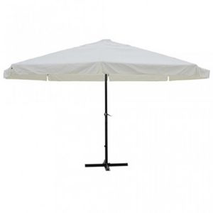 WHITE LABEL - parasol jardin avec manivelle blanc ø 5m - Parasol Télescopique