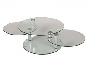 WHITE LABEL - table basse design level ronde double plateaux - Table Basse Forme Originale