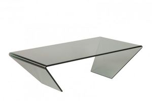 WHITE LABEL - table basse emeraude en verre - Table Basse Rectangulaire