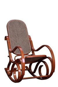 WHITE LABEL - rocking-chair canné franklin teinté miel - Rocking Chair