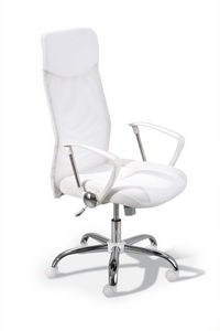 WHITE LABEL - chaise de bureau moderne coloris blanc - Fauteuil De Bureau