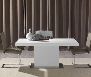 WHITE LABEL - table repas extensible domus design blanc - Table De Repas Rectangulaire