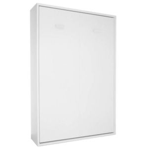 WHITE LABEL - armoire lit escamotable smart blanc mat couchage 1 - Armoire Lit