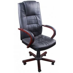 WHITE LABEL - fauteuil de bureau cuir noir classique - Fauteuil De Direction
