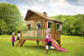 Maison de jardin enfant-AXI-Maisonnette emma sur pilotis en cèdre avec tobogga