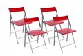 Chaise pliante-WHITE LABEL-BELFORT Lot de 4 chaises pliantes rouge