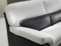 Canapé Chesterfield-WHITE LABEL-CLOÉ canapé cuir vachette 2 places. Bicolore noir 