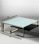 Table basse carrée-WHITE LABEL-Table basse ZOE design en verre blanc