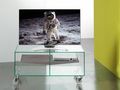 Meuble tv hi fi-WHITE LABEL-Meuble TV MALTA en verre étagère centrale taupe