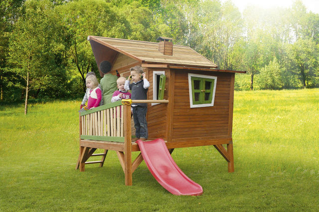 AXI - Maison de jardin enfant-AXI-Maisonnette emma sur pilotis en cèdre avec tobogga