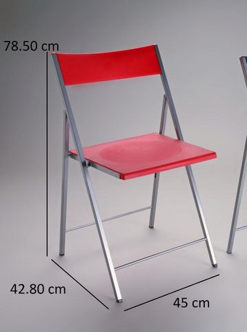 WHITE LABEL - Chaise pliante-WHITE LABEL-BELFORT Lot de 4 chaises pliantes rouge