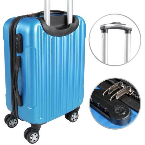 WHITE LABEL - Valise à roulettes-WHITE LABEL-Lot de 3 valises bagage rigide bleu