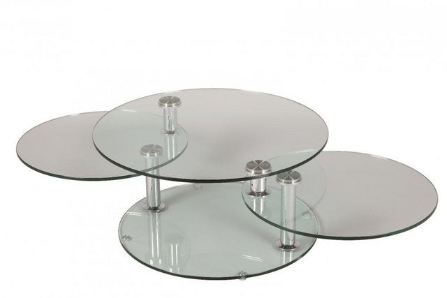 WHITE LABEL - Table basse forme originale-WHITE LABEL-Table basse design LEVEL ronde double plateaux