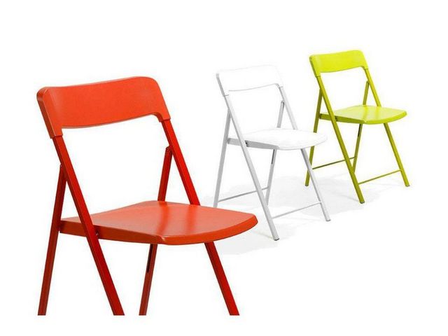 WHITE LABEL - Chaise pliante-WHITE LABEL-Lot de 2 chaises pliantes KULLY en plastique rouge