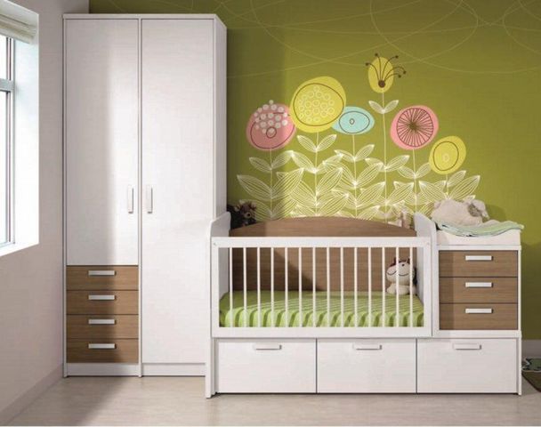 WHITE LABEL - Lit enfant-WHITE LABEL-Chambre bébé évolutive en chambre d'enfant KONALA