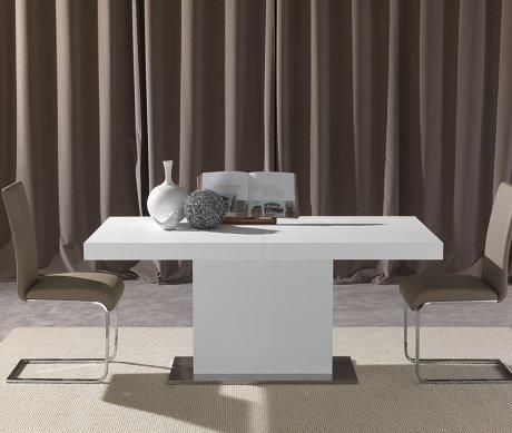 WHITE LABEL - Table de repas rectangulaire-WHITE LABEL-Table repas extensible DOMUS design blanc