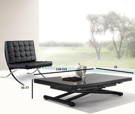 WHITE LABEL - Table basse relevable-WHITE LABEL-Table basse relevable extensible HAPPENING en verr