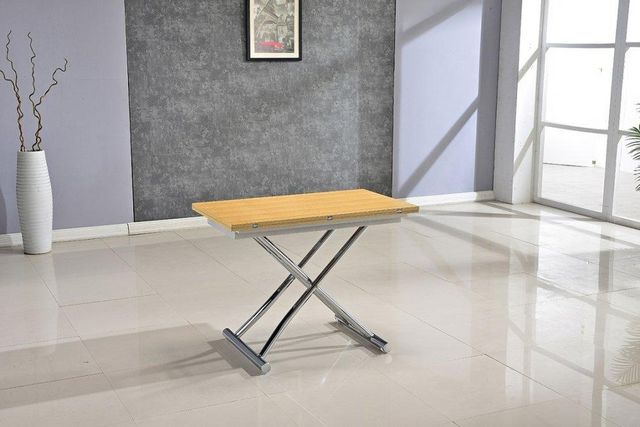 WHITE LABEL - Table basse relevable-WHITE LABEL-Table basse HIGH and LOW chêne clair relevable ext