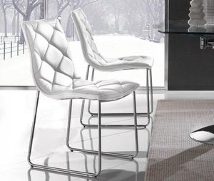 WHITE LABEL - lot de 2 chaises toscane en simili cuir blanc piét - Chair