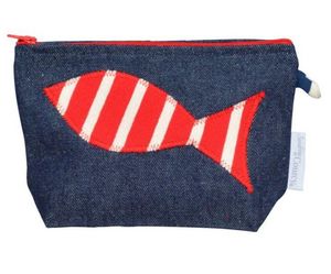 MADE IN MARINIERE - pochette jean's poisson rouge/ecru - Makeup Bag
