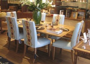 Mark Finzel Design - classic dining chairs in glass bull flow fabric - Dining Room