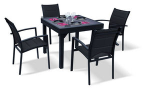 WILSA GARDEN - salon de jardin modulo noir 4 personnes en alumini - Square Dining Table