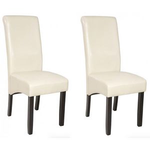 WHITE LABEL - 2 chaises de salle à manger crème - Chair