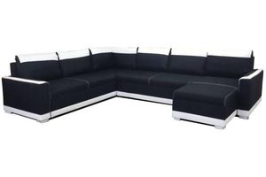 WHITE LABEL - canapé convertible niagara angle panoramique noir  - Adjustable Sofa