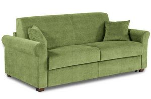 WHITE LABEL - canapé lit 3 places romantico en microfibre vert c - Sofa Bed