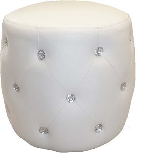 WHITE LABEL - pouf simili cuir capitonné strass - Floor Cushion