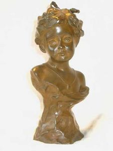AUX MAINS DE BRONZE - fillette ciseler par louchet - Bust Sculpture