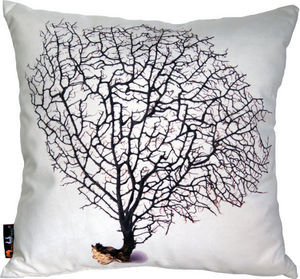 MEROWINGS - merowings black coral on cream - Square Cushion