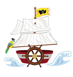 Wallies - sticker géant bateau de pirates - Children's Decorative Sticker