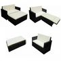 Garden sofa-WHITE LABEL-Salon de jardin noir 2 pièces modulables