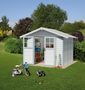Resin garden shed-Grosfillex-Abri de jardin Déco Blanc Gris Bleu + Kit d'ancra