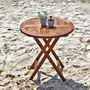 Folding garden table-BOIS DESSUS BOIS DESSOUS-Table ronde pliante en bois de teck huilé BALI