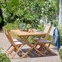 Outdoor dining room-BOIS DESSUS BOIS DESSOUS-Salon de jardin en bois d'acacia FSC 150x90