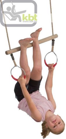 Kbt - Gymnastic apparatus-Kbt-Trapèze en bois avec anneaux de gym corde polyprop