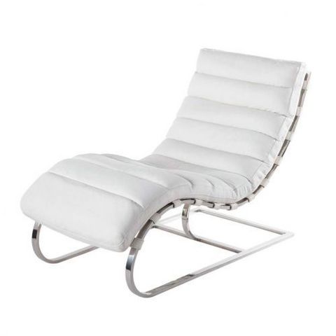 MAISONS DU MONDE - Lounge chair-MAISONS DU MONDE-Chaise longue cuir blanc Freud