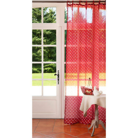 MAISONS DU MONDE - Lace curtain-MAISONS DU MONDE-Rideau lin rouge à pois 105x250