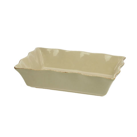 WHITE LABEL - Baking tray-WHITE LABEL-Plat à four rectangle avec joli feston en grès